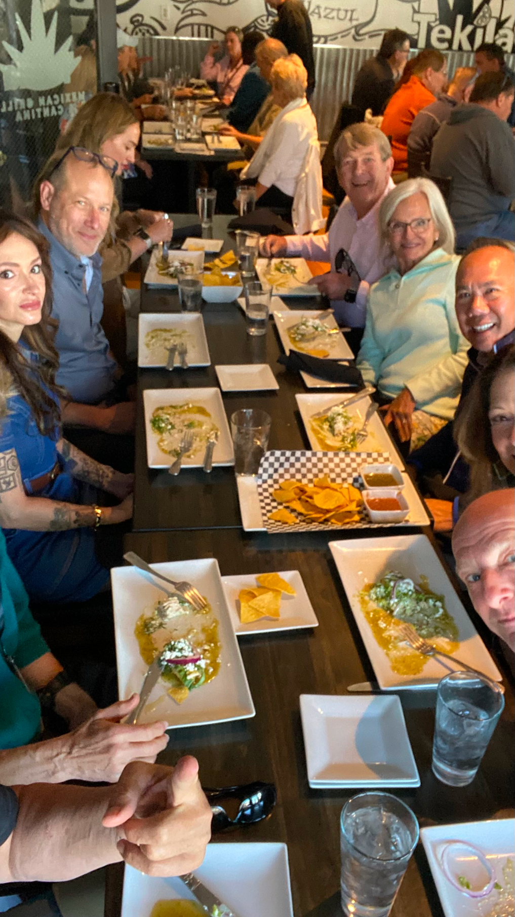 Attendees sharing a meal together during the retreat